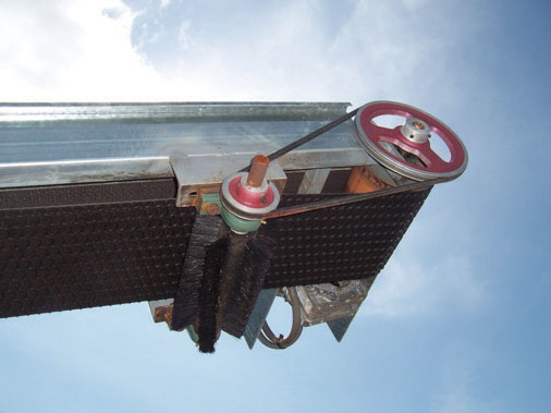 PVC Crescent top belt used as a waste belt with a cleaning brush fitted underneath
